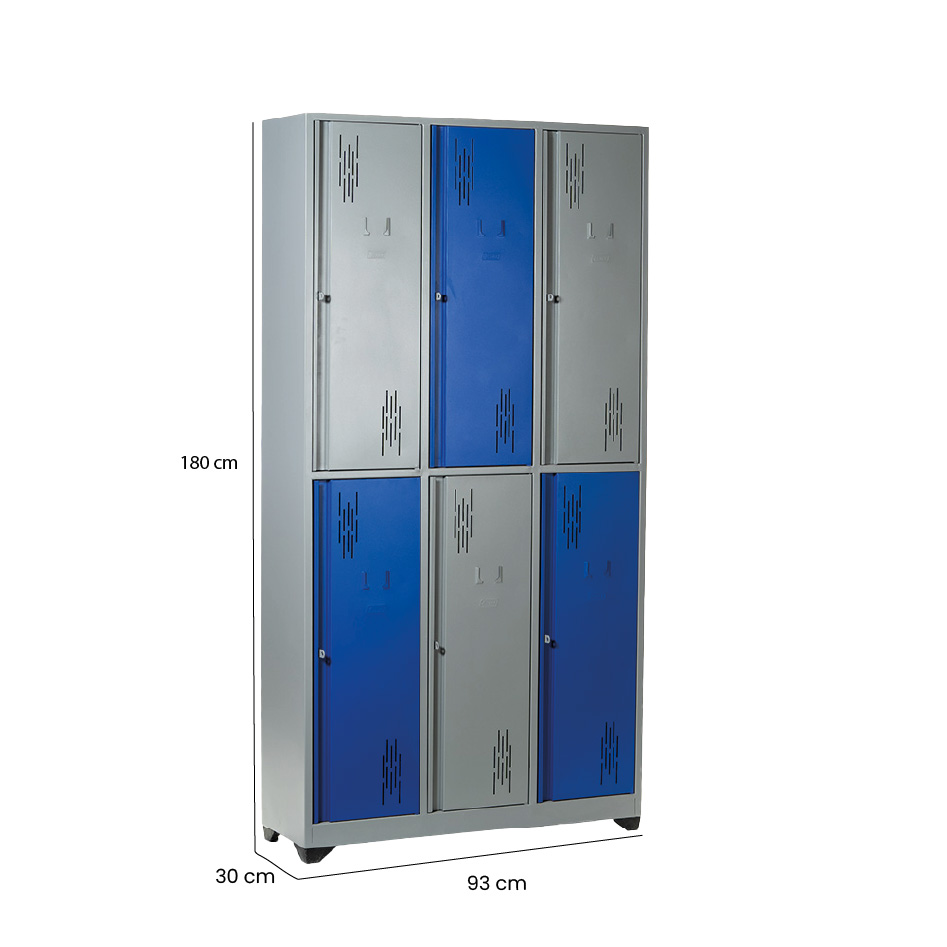 Locker 6 puestos diseño horizontal 180 x 93 x 30 cms - Imagen 5